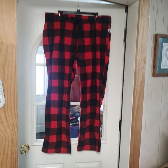 New Old Navy Red Black Soft Fleece Lounge Pants Size Women's XL - Picture 1 of 2